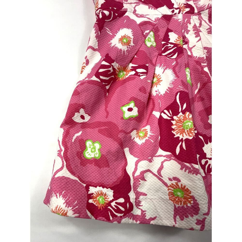 Lilly Pulitzer hotty pink cherry bloom begonias strapless pleated dress Sz 4 - Picture 6 of 16